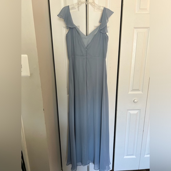 Birdy Grey Dusty Blue Kae M Flutter Sleeve Chiffon Bridesmaid Dress - Picture 3 of 6